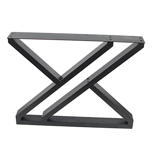Metal Table Legs 28 Inch Heavy Duty Z Shape Set of 2 Black F9772