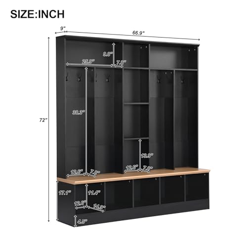 Hall Tree with Shoe Storage Bench and Coat Rack U6425