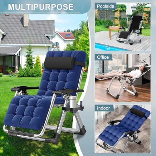 ABORON Zero Gravity Chair Outdoor Folding Lounge Recliner with Cushion Headrest & Tray S620