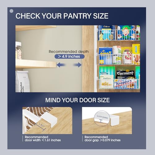 Over The Door Pantry Organizer, 6-Tier Metal Hanging Spice Rack, Black B240614