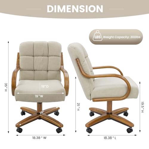Chromcraft 2-Pack Swivel Tilt Dining Chairs on Wheels, Santa Rosa Linen Y227