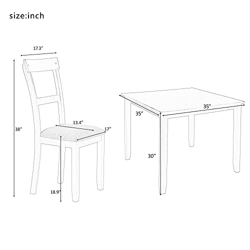 Merax 5-Piece Dining Table Set with 4 Upholstered Chairs, Espresso R31163