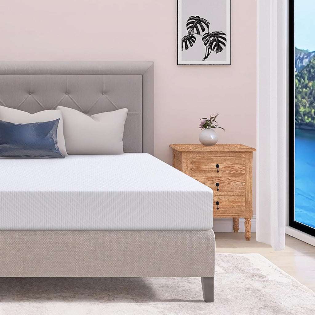 Memory Foam Mattress Full Size 10 Inch Mattress, Cooling Green Tea/Gel Medium Firm Mattress in a Box, Pressure Relief Comfort Bed Mattress Made in USA, CertiPUR-US 75'' x 54''