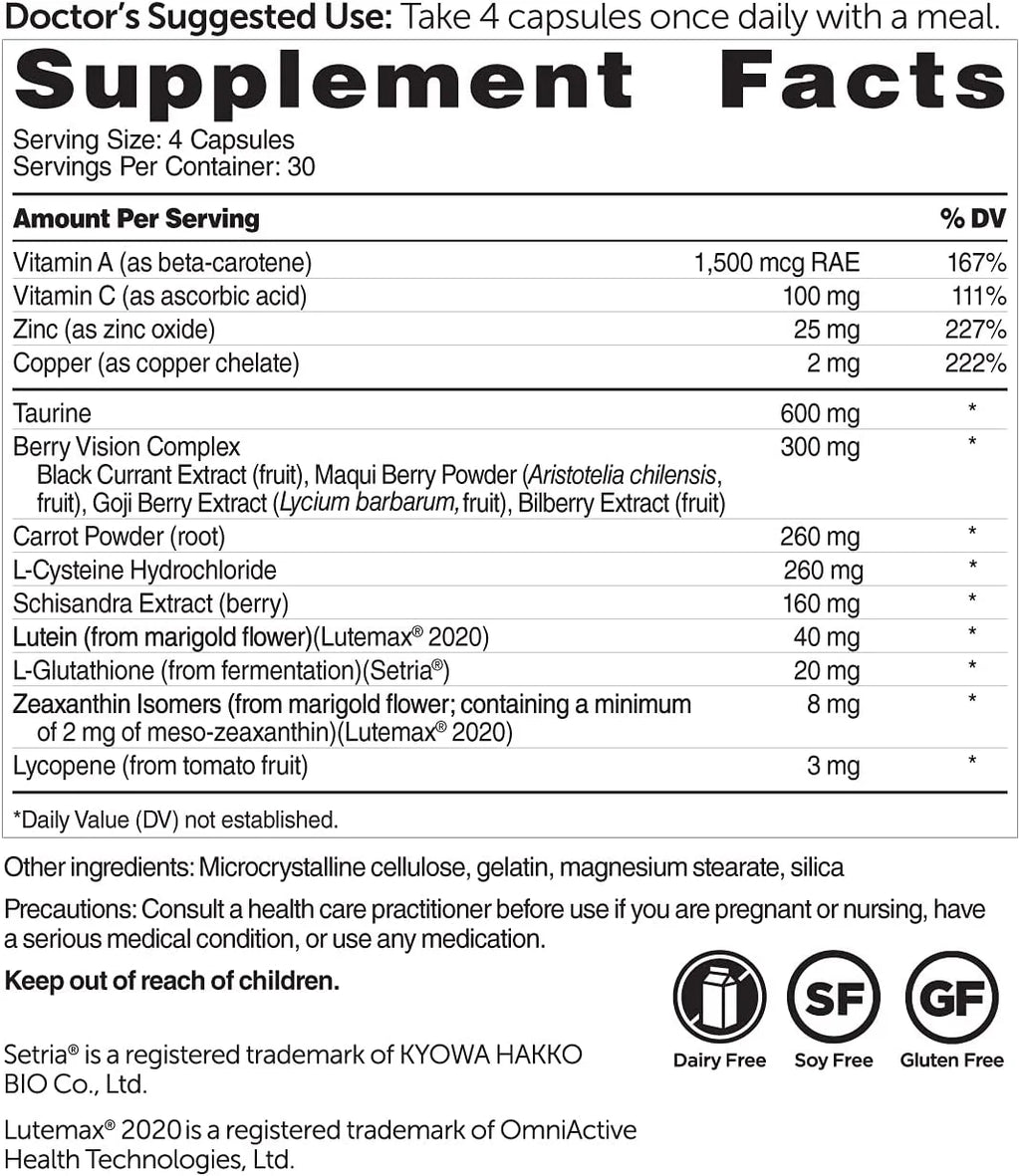 Dr. Whitaker Vision Essentials Gold - Eye Health Supplement with Lutein, Vitamin A & Zeaxanthin, 120 Capsules Y383