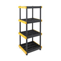 BLACK & YELLOW® 4-Tier Heavy Duty Plastic Storage Shelving Unit, 100lbs/shelf (55”H x 24”W x 20”D), for Indoor/Outdoor Organization, Modular Rack, Extremely Durable®, Made in The USA [2 Pack]