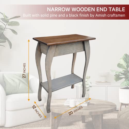 Peaceful Classics Wooden End Table with 2-Tiered Shelves, Mocha N936304