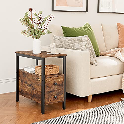 Narrow Side Table with Drawer and Open Shelf, Nightstand for Small Spaces X935754