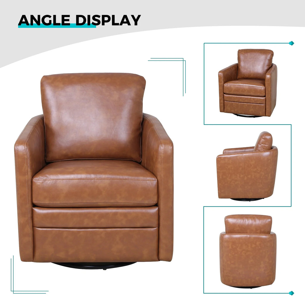 ARTFUL LIVING DESIGN Faux Leather Swivel Accent Chair with Arms Y74991