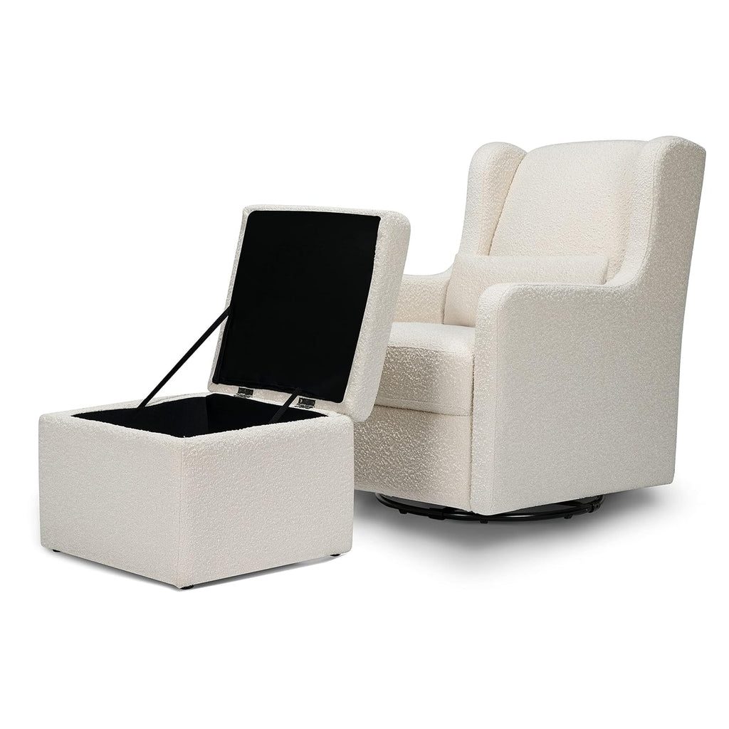 Carter's by DaVinci Adrian Swivel Glider with Storage Ottoman, Ivory Boucle R715477