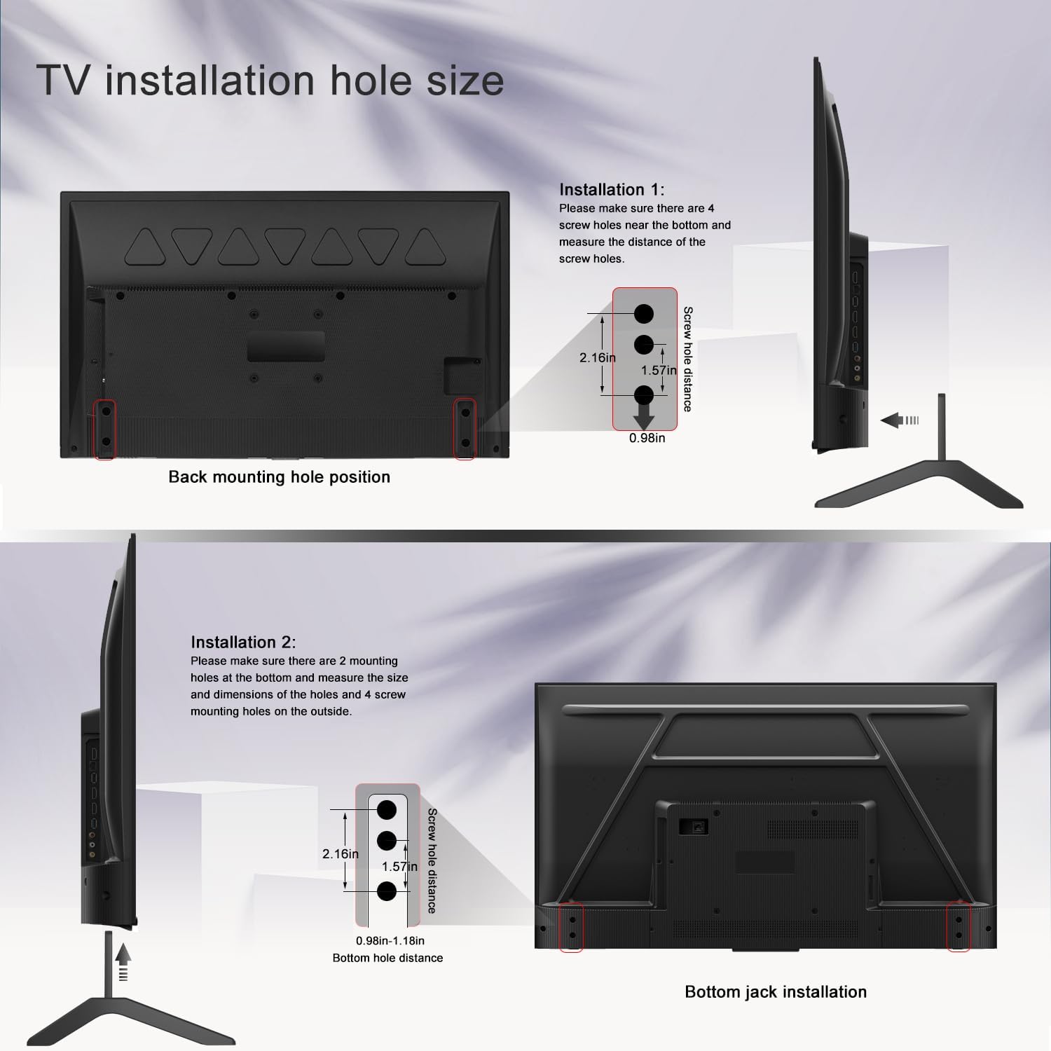 TV Stand Pedestal Feet for TVs with Mounting Holes W186