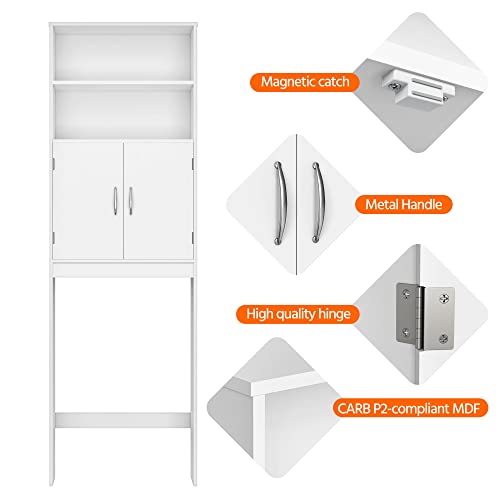 Yaheetech Over The Toilet Storage, Taller Bathroom Organizer Cabinet, White X17514