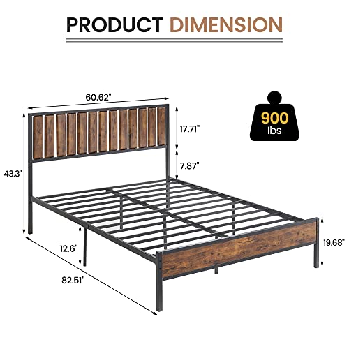 Queen Metal Platform Bed Frame with Headboard D18806