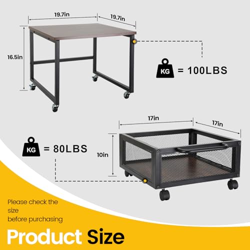 Mini Fridge Stand with Wheels, Removable Cart, Retro G37259