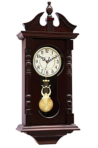 Grandfather Wall Clock Battery Operated Wood Pendulum with Westminster Chime K83714