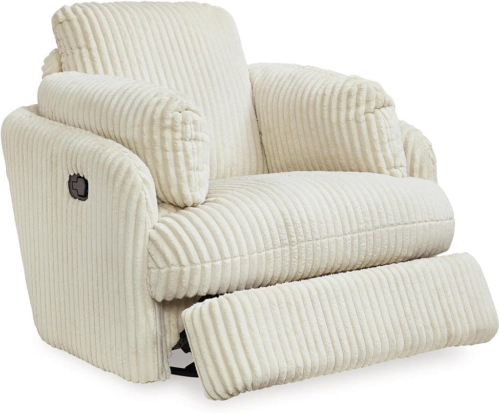 Signature Design by Ashley Tie-Breaker Swivel Glider Recliner, White D6281