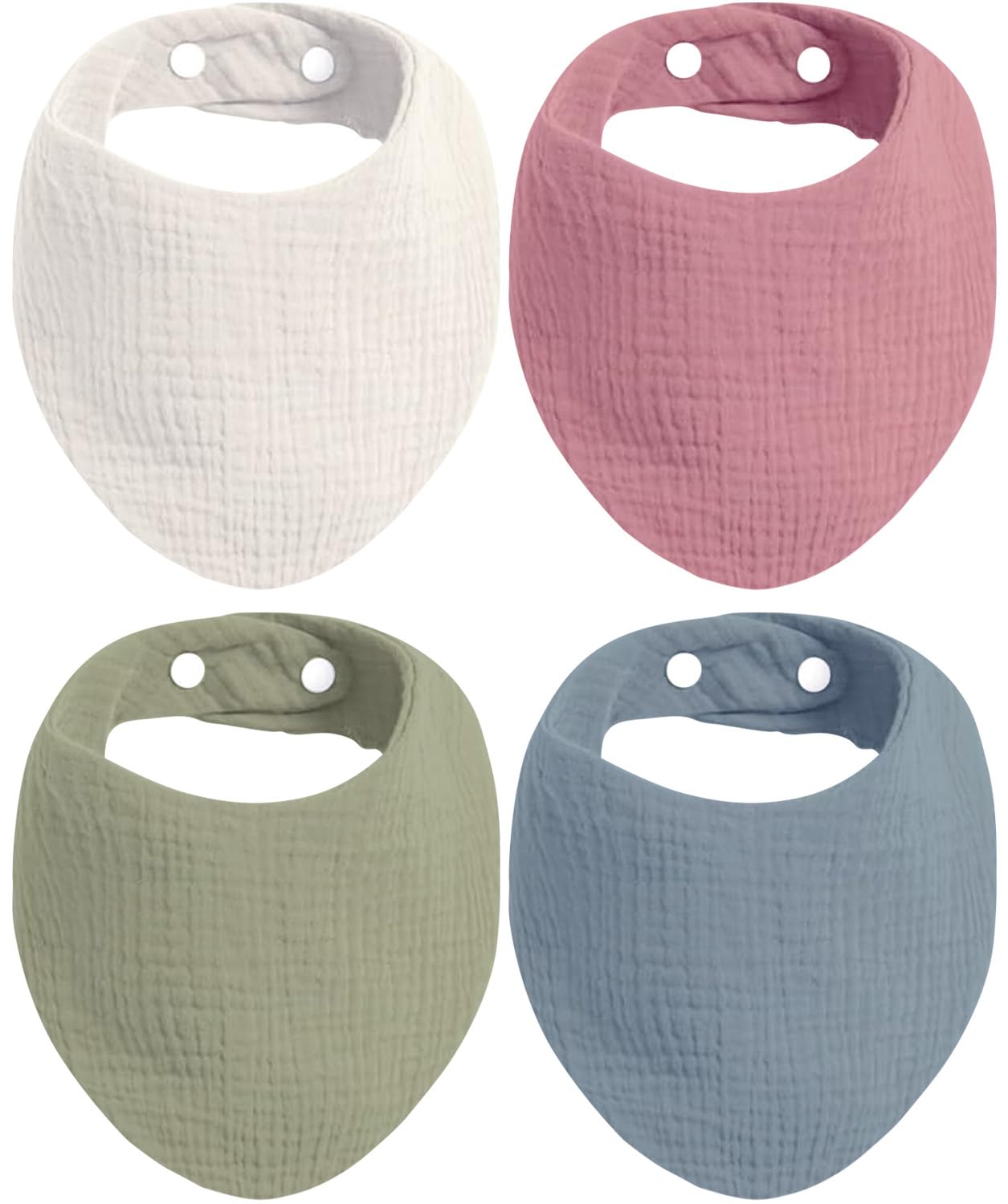 KiddyCare Organic Muslin Baby Bibs for Girls Boys 0-6 Months | Baby Bandana Bibs, Super Soft for Drooling and Teething, Muslin Bib, 4-Color Pack