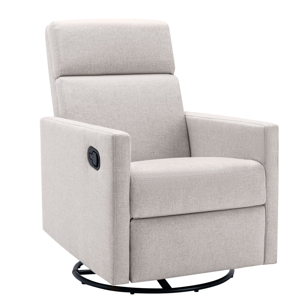 Paproos Swivel Rocker Recliner, Upholstered Fabric Chair for Nursery, Tan S83295
