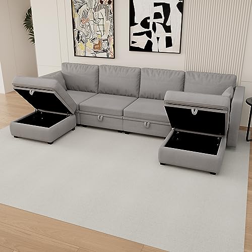 Modular U Shaped Sectional Sofa with Storage, Navy Z7285