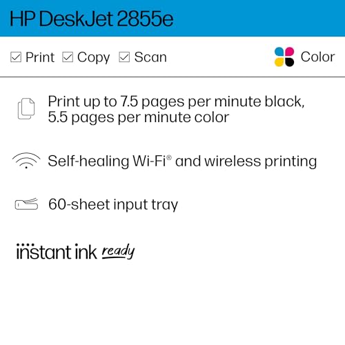 HP DeskJet 2855e Wireless All-in-One Color Inkjet Printer, Scanner, Copier J165