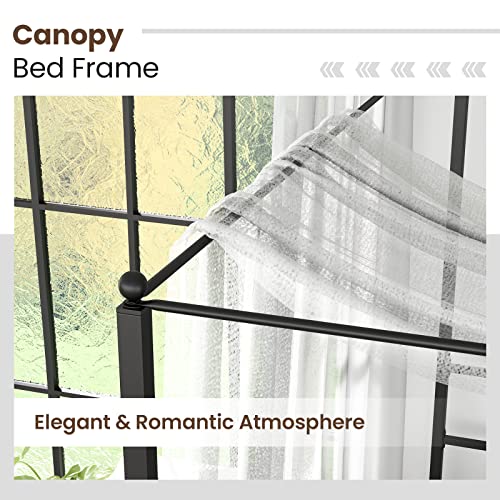 GORELAX Metal Canopy Queen Bed Frame with Slats, No Box Spring Needed D153385