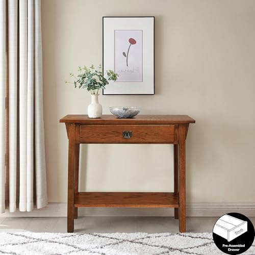 Leick Home 8233 Mission Console Table, Solid Wood, Medium Oak Finish X7801