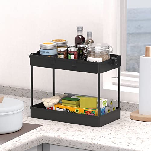 SPACELEAD 3 Tier Rolling Cart with Wheels, Black I5552