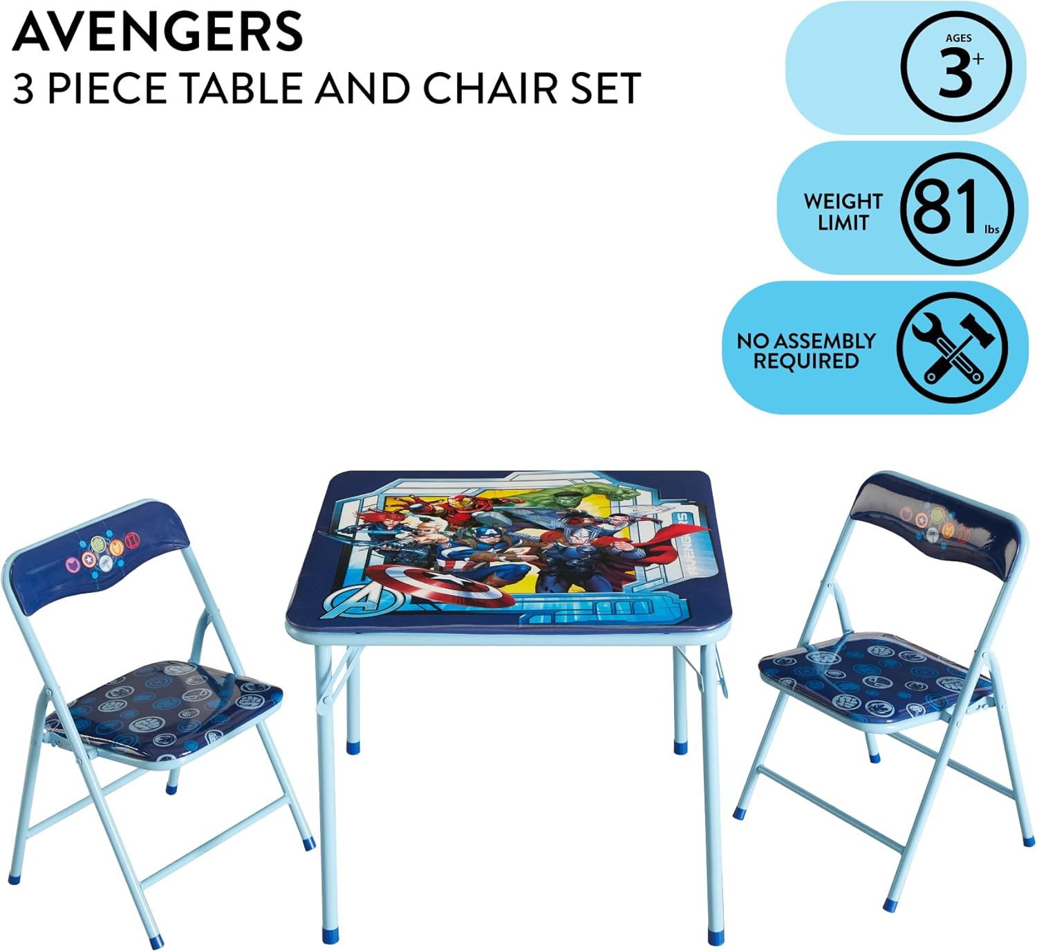 Idea Nuova Avengers 3 Piece Table and Chair Set I920704