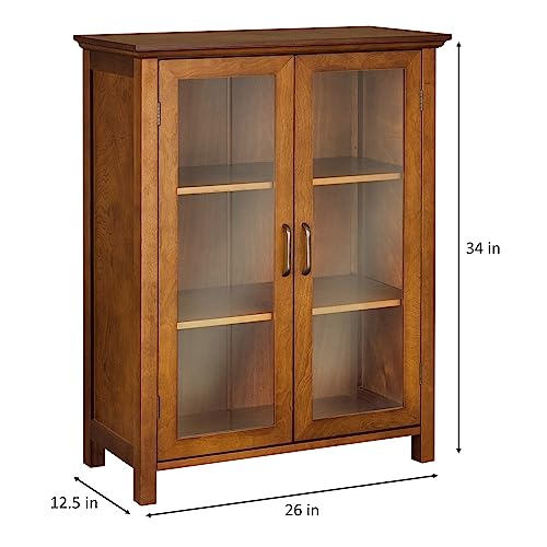 Teamson Home Avery Wooden Freestanding Floor Cabinet with 2 Adjustable Shelves, Oiled Oak I9564