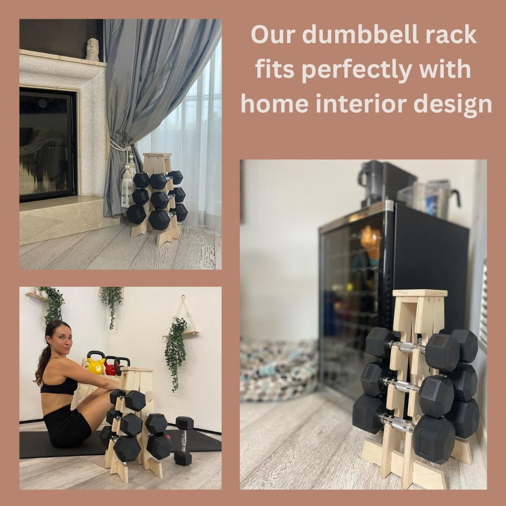 Home Gym Wooden Dumbbell Rack 90kg A4796