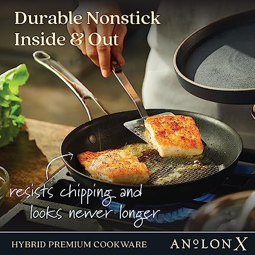 Anolon X Hybrid Nonstick Cookware Set, 12 Piece, Charcoal Gray B384083