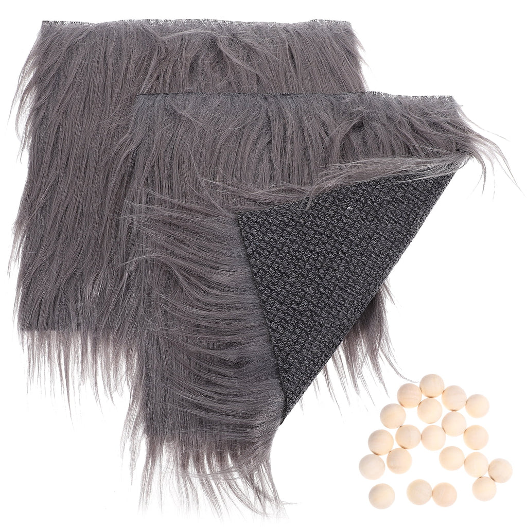 2 Sets   Craft Supply Decoration Gnome Doll DIY Making Supplies Including Square Faux Fur Fabric Wooden Balls