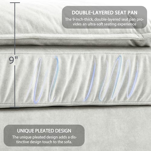 PURLOVE Convertible Sectional Sofa Couch with Ottoman, Dark Grey M889656