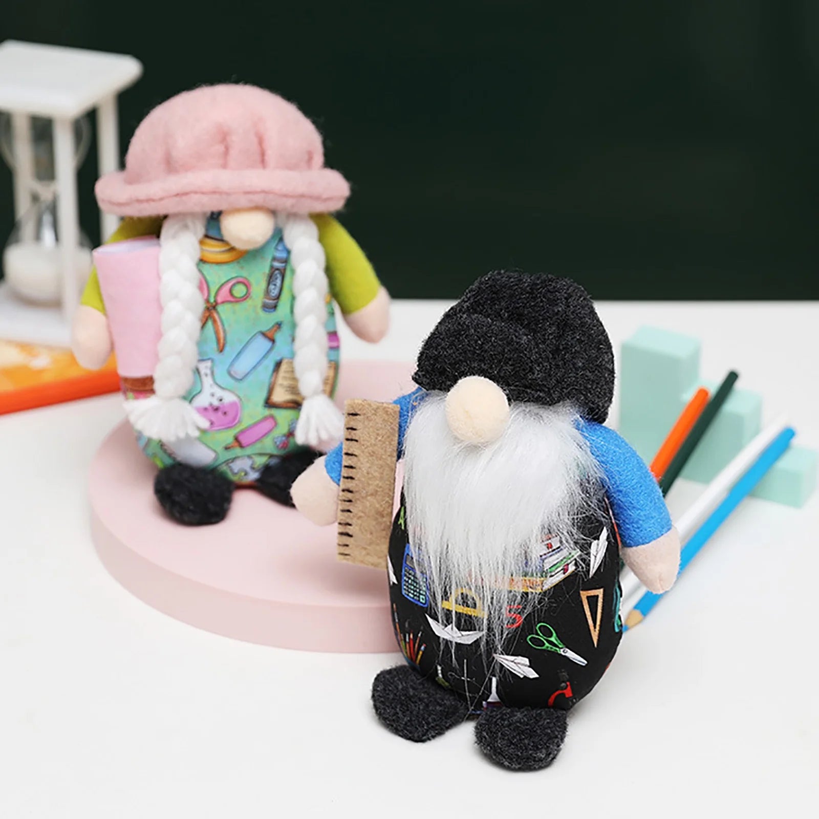 JPLZi School Doll Round Hat Doll College Kindergarten Decorations P12613