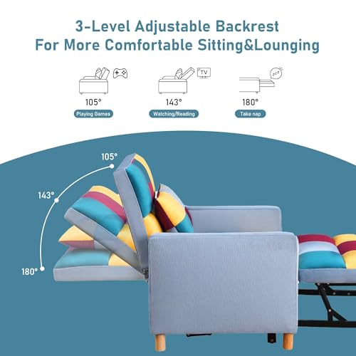 Sofa Chair Pull-Out Bed with Adjustable Backrest, Grey H964