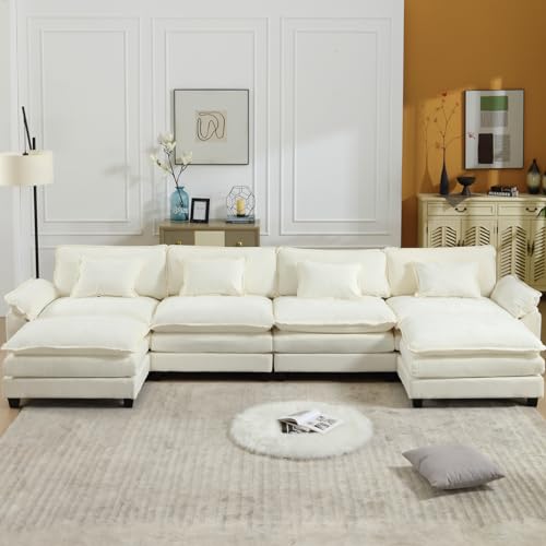 154" Oversized U-Shaped Sectional Sofa with Convertible Chaise, Velvet, Grey J5593