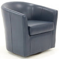 Pemberly Row 19"H Traditional Faux Leather Swivel Club Chair in Blue