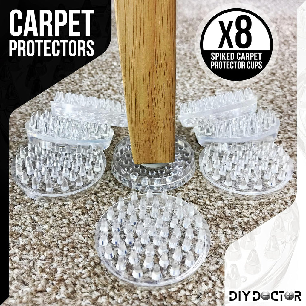 DIY Doctor Furniture Caster Cups for Heavy Furniture, Carpet Protectors, Pack of 8 S532