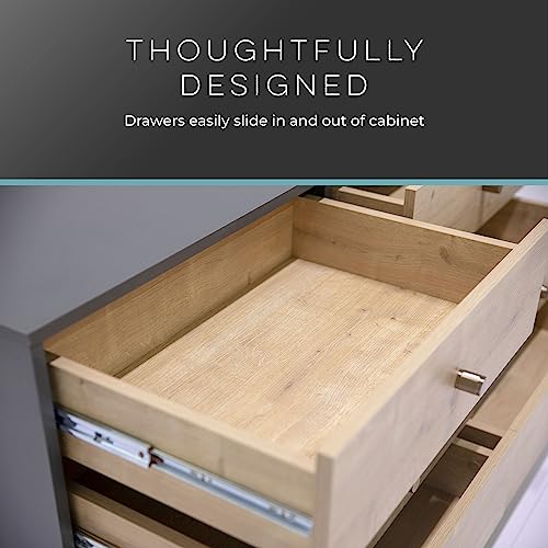 Raveena MAX Chest Buffet Cabinet with Six Sliding Drawers, Oak Dark Gray V553