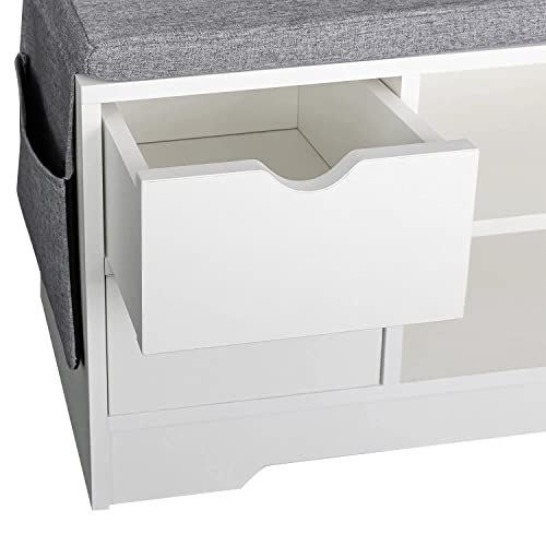 WellFurGeer Shoe Bench Entryway with Storage, Cushion, Brown + Gray N641800