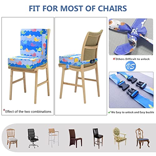 Toddler Booster Seat for Dining Table, Portable Kids Chair Cushion, Washable Seat Pad (Blue) J800364
