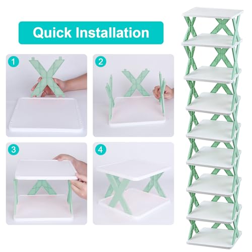 9 Tiers Vertical Narrow Shoe Rack, Free Standing Storage, Blue G580