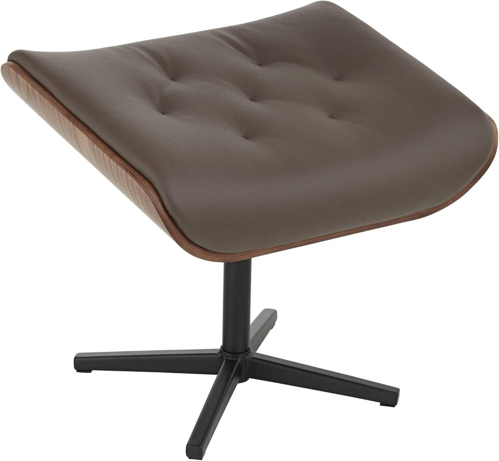 BenchMaster Malibu Chocolate Tufted Faux Leather Swivel Recliner with Ottoman O163593