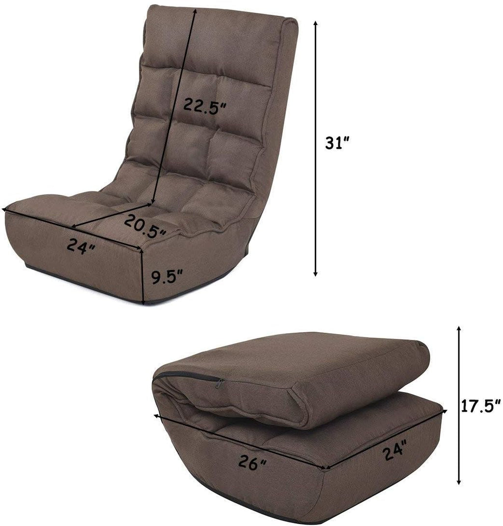 Casart Floor Chair Sleeper 4-Position Adjustable Folding Lounger, Brown X40198