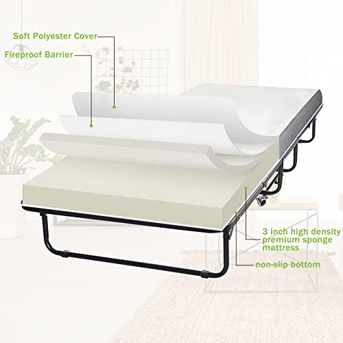 Folding Bed Frame Heavy Duty Portable Bed for Adults B301