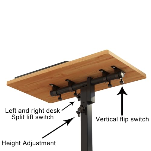 Mobile Adjustable Height Laptop Stand with Wheels and Mouse Pad V910
