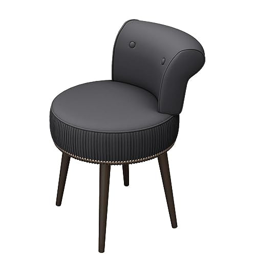 Velvet Vanity Stool Chair with Back for Women Girls Kids (Grey) M4147