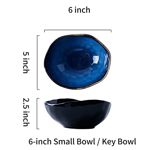 Ceramic Decorative Dish Blue Pottery Fruit Bowl Porcelain Centerpiece Accent Tray G763340