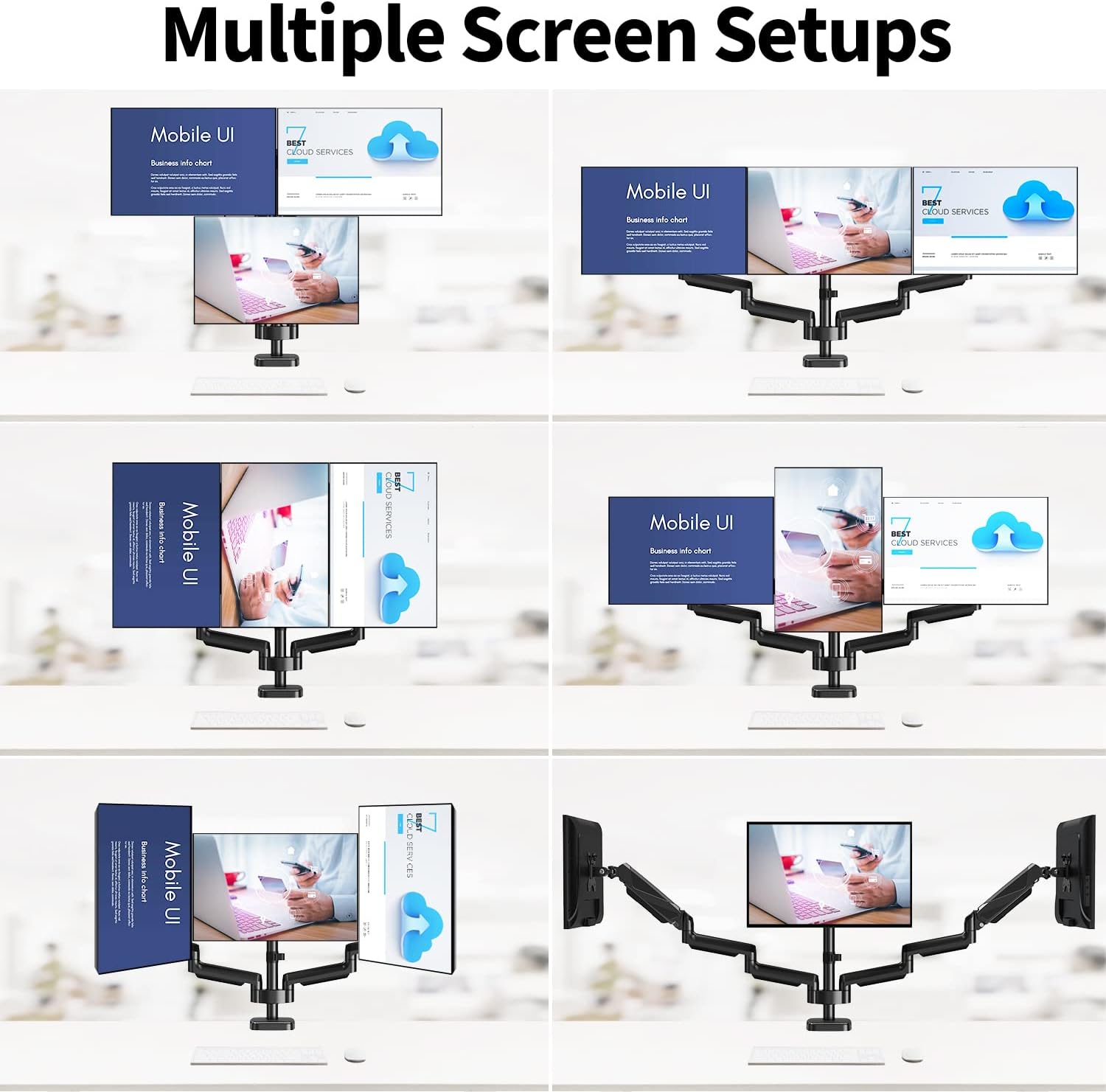 MOUNTUP Triple Monitor Mount Desk Stand for 3 Screens Up to 27 inch, Gas Spring, Heavy Duty J193