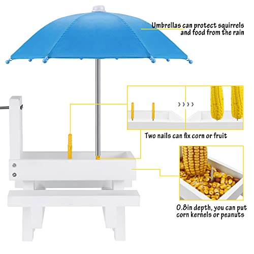 MIXXIDEA Squirrel Feeder Table with Umbrella, Wooden Picnic Table Feeder C6132