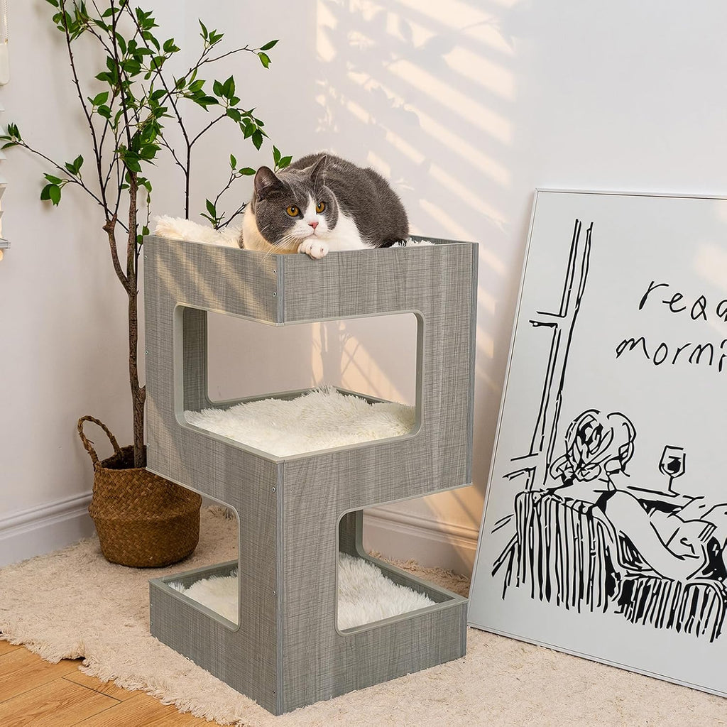 ACH Modern Cat Furniture Cat Tree Spacious Perch Multi-Level Cat Tower for Indoor Cats Z6245